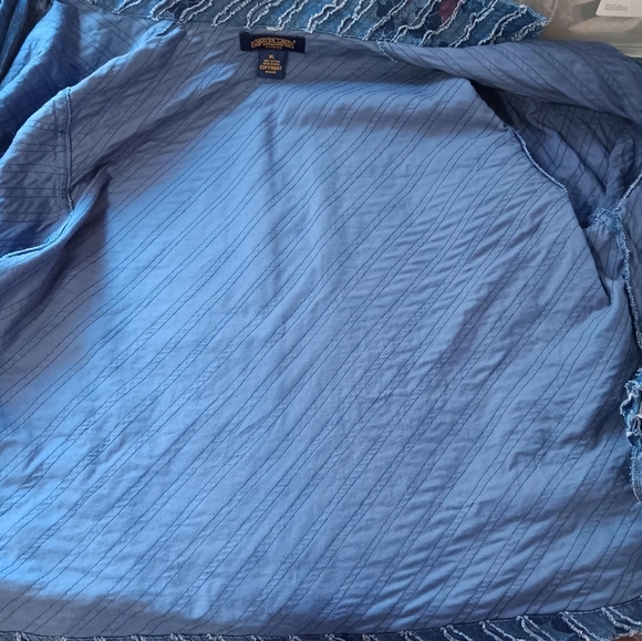 Denim jacket, sz XL, pockets,buttons Down, frayed patch, women,Boho. - Picture 10 of 17